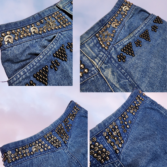 Vtg 90s Della Sport Studded Horse High Waist Mom Boot Cut Denim Jeans Sz 10 - Picture 4 of 6